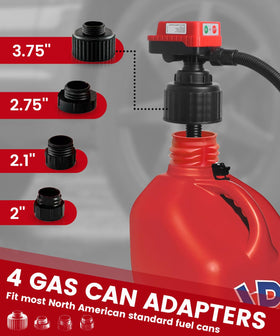 fuelio suction tube and 51-inch discharge hose detail illustrating extended reach benefit