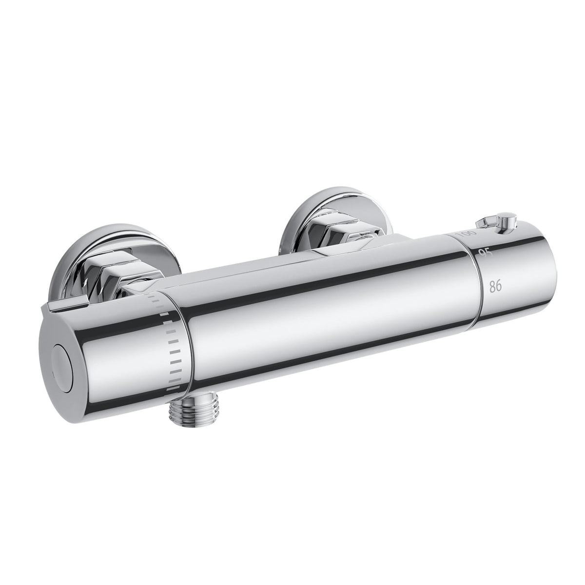 FUGO front view of RV shower faucet showing compact chrome profile and easy controls