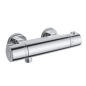 FUGO front view of RV shower faucet showing compact chrome profile and easy controls