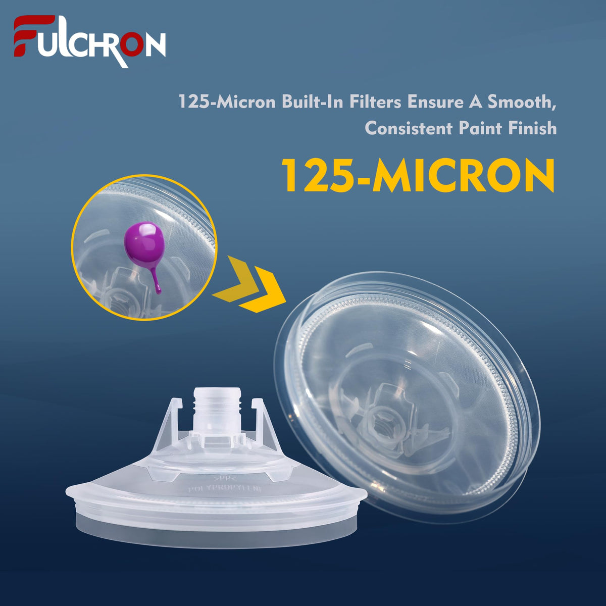 Fulchron 125-micron filter lid detail reducing contaminants before spraying