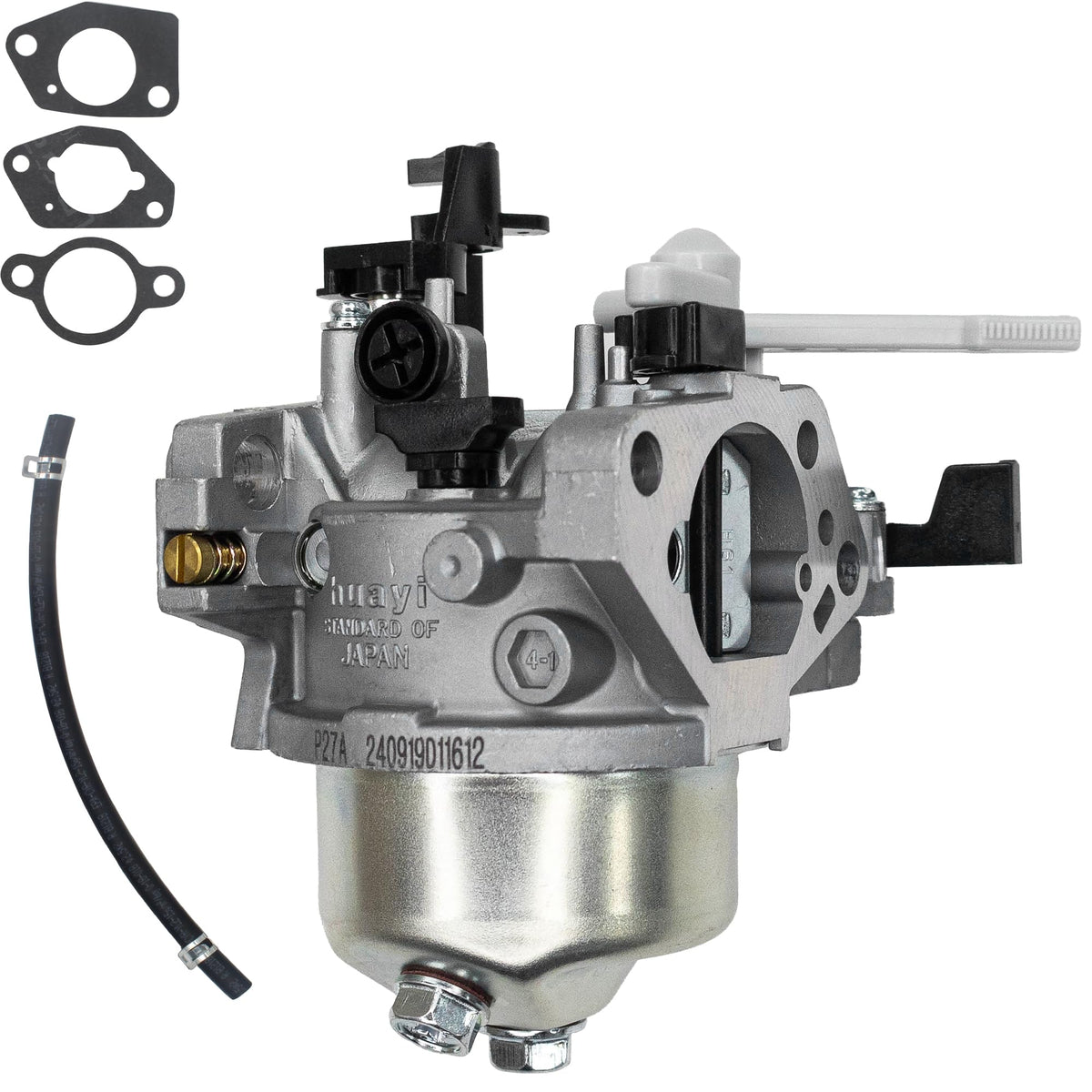 fullas Huayi P27 front view showing carburetor body and ports for quick identification and fit