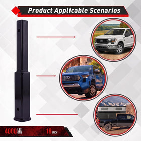 Fullwatt hitch extender mounted on truck providing space for tailgate clearance