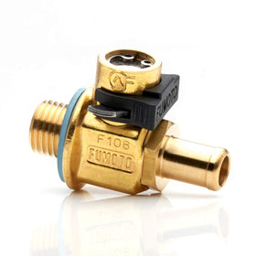 Fumoto F108N front view showing valve body and threads for easy identification and fit