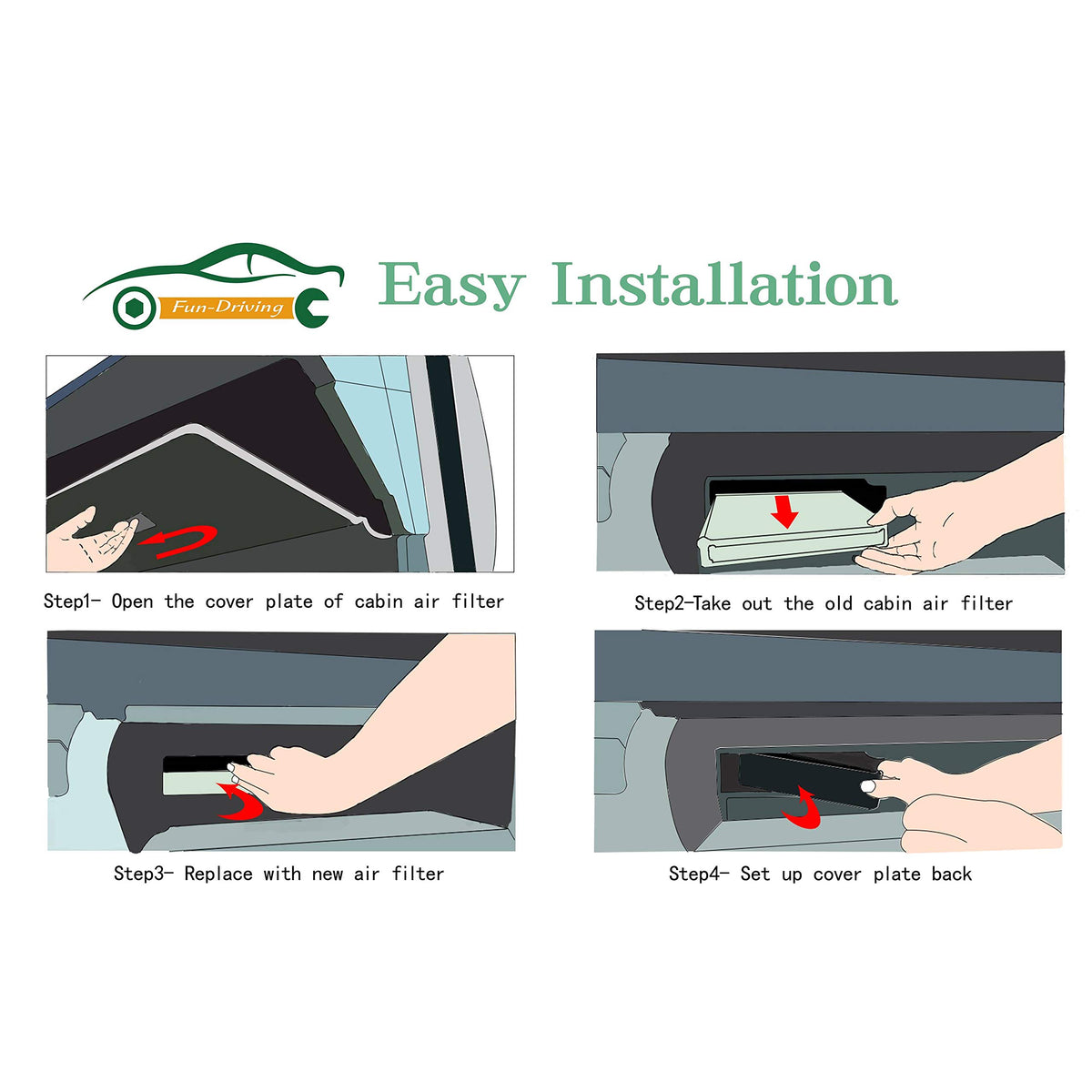 FUN-DRIVING FD157 installed in glovebox area illustrating quick DIY replacement