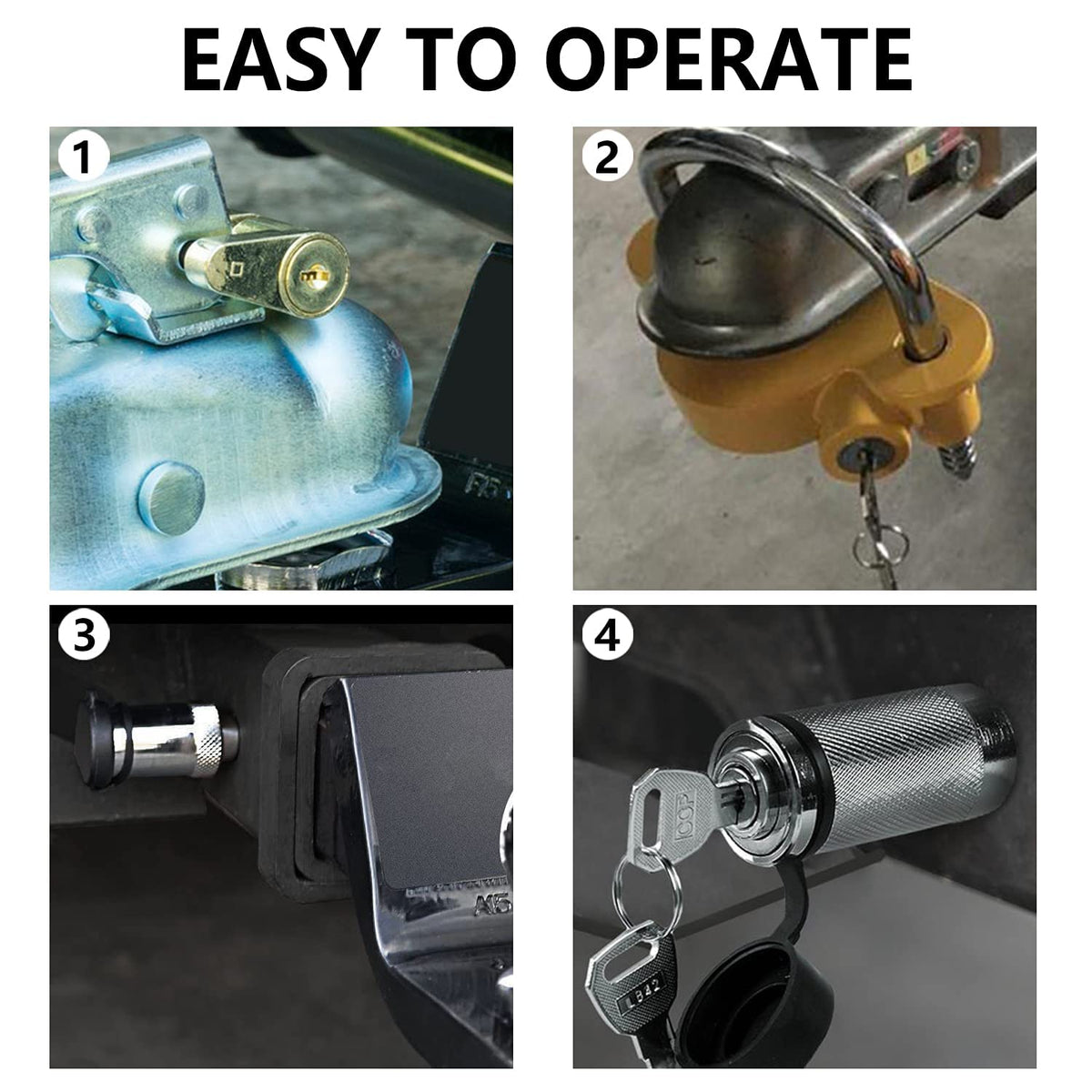 Funmit lock installed on trailer receiver demonstrating ease of use and protection