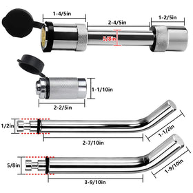Funmit straight and bent pins displayed to show versatile fit for various hitches