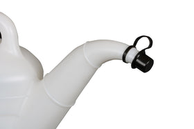 Funnel King screw-on cap and mouth detail preventing spills between uses