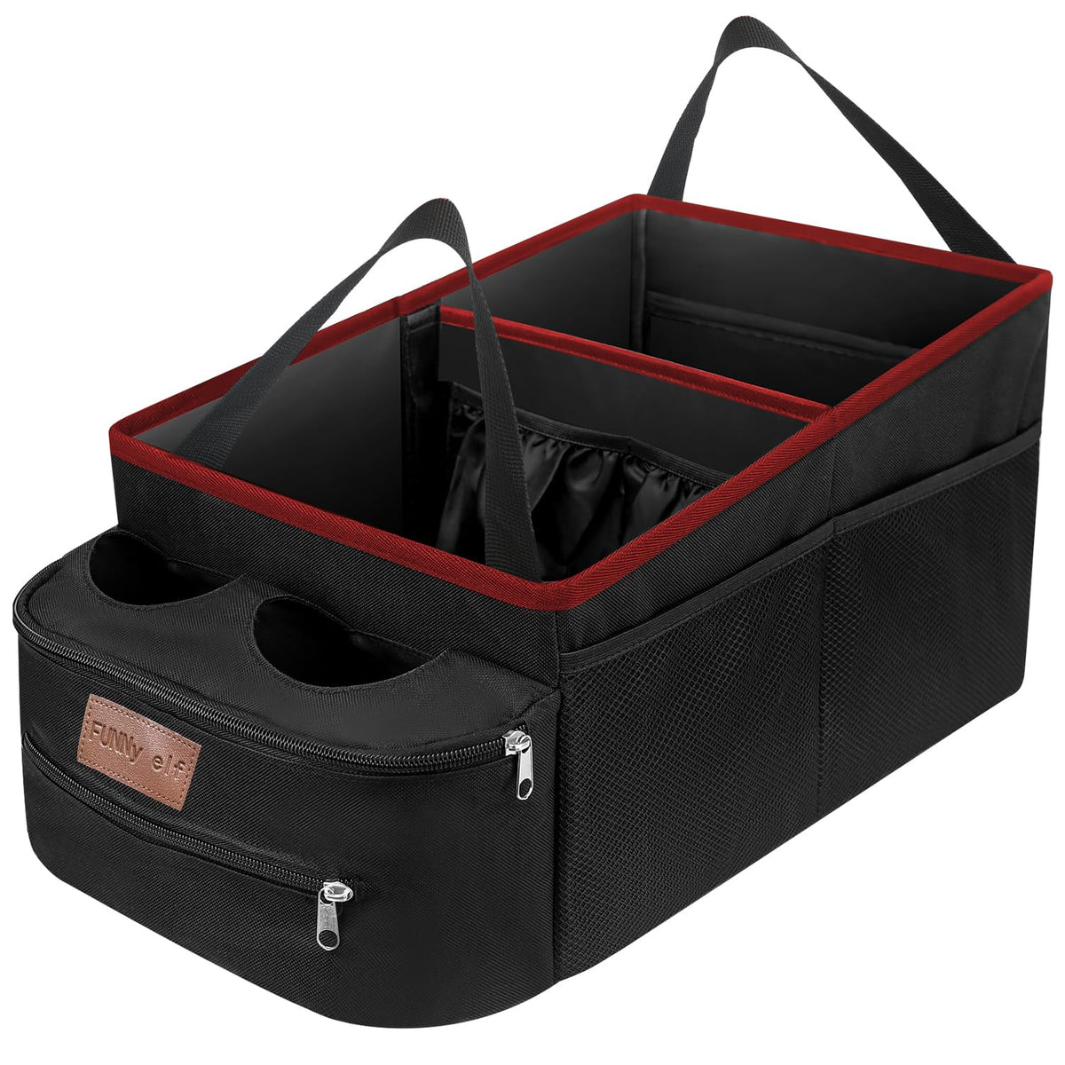 FUNNy elf front view organizer showing compartments and tidy storage benefit