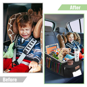 FUNNy elf installed on passenger seat reducing clutter and improving comfort