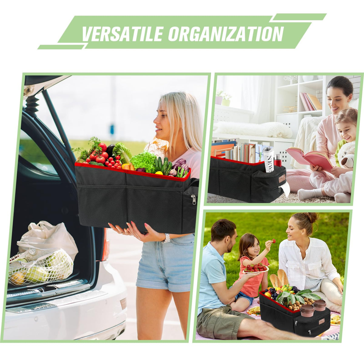 FUNNy elf lifestyle scene with kids using organizer reducing mess on trips benefit