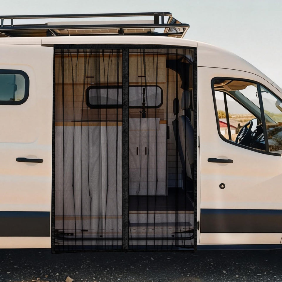 funomo front view sliding door screen installed offering bug protection and airflow