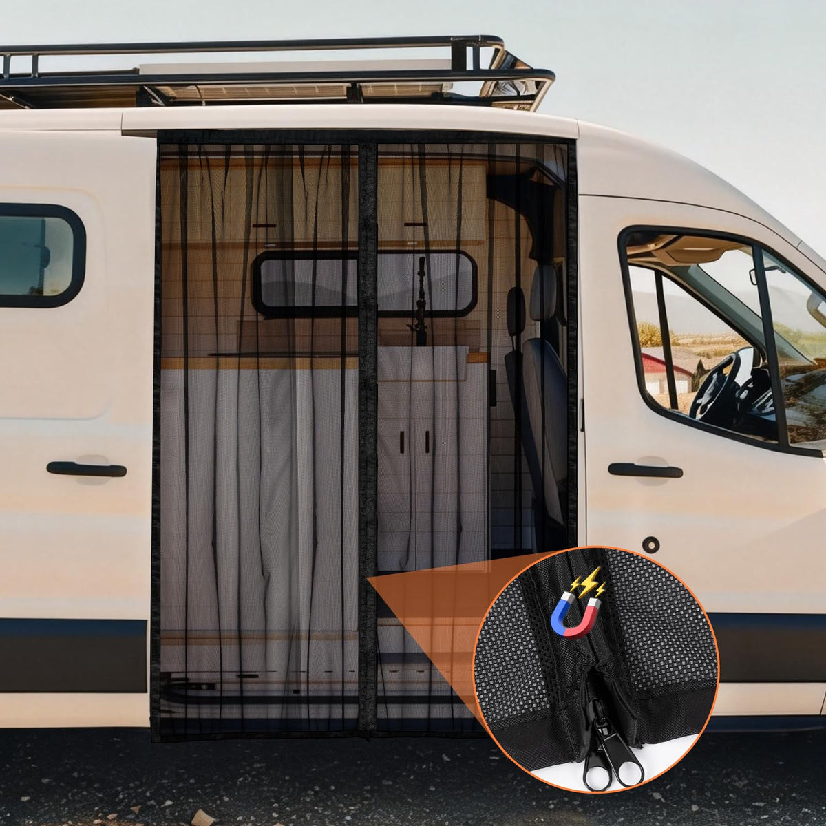 funomo lifestyle shot at campsite with screen open for fresh air and insect-free rest