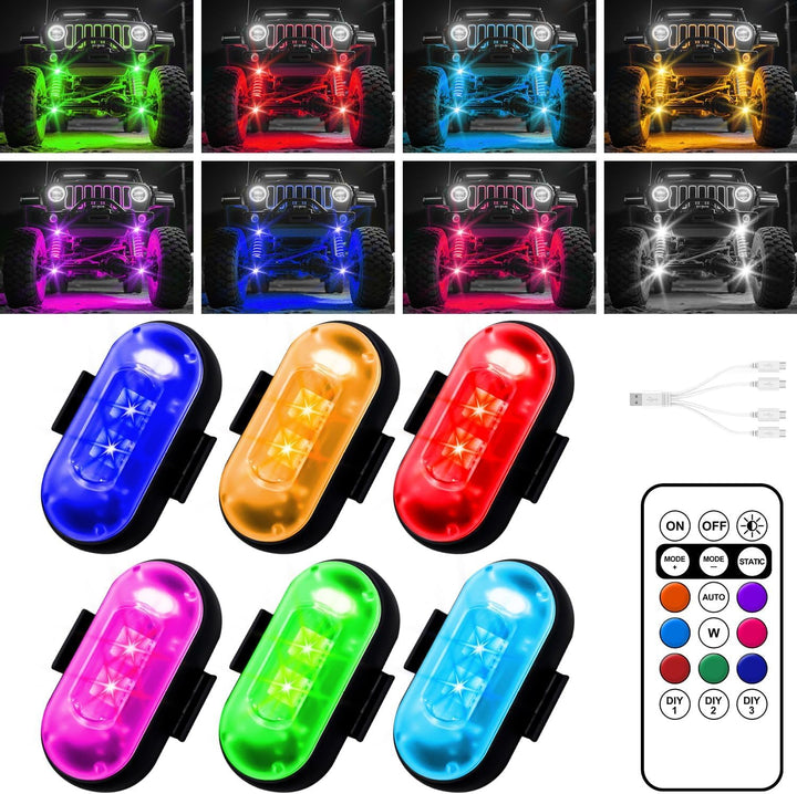Furlerkam front view of six-piece black wireless LED kit showing compact housings for quick installs