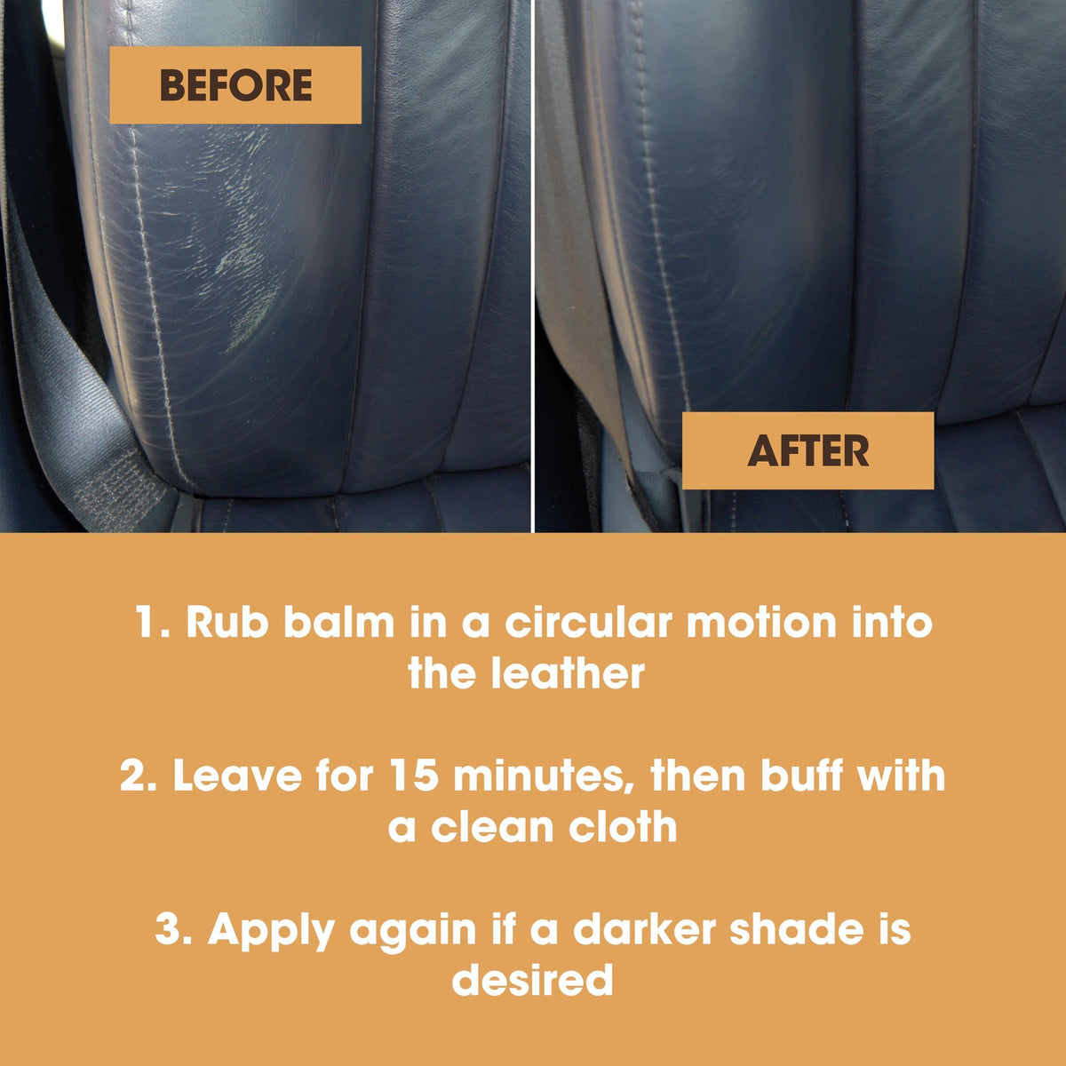 Furniture Clinic applied on car seat illustrating refreshed black leather appearance