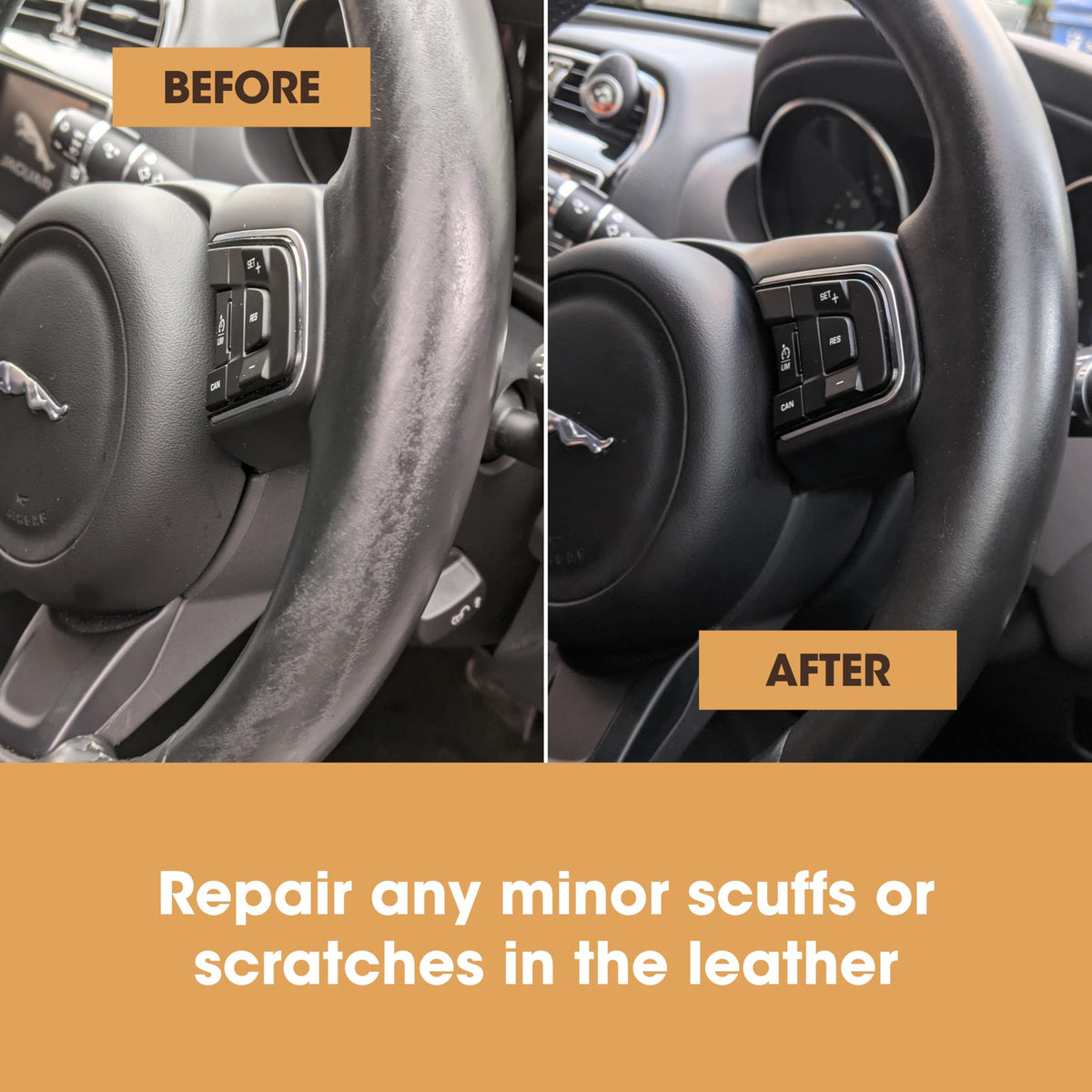 Furniture Clinic repairing a steering wheel scuff illustrating easy DIY restoration