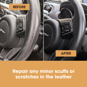 Furniture Clinic repairing a steering wheel scuff illustrating easy DIY restoration