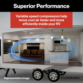 Furrion ducted air delivery illustration showing even interior airflow distribution