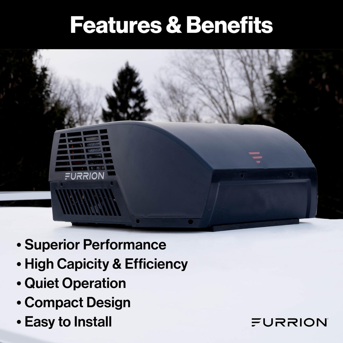 Furrion unit beside common cooler showing 72.4 lb compact weight and easy handling