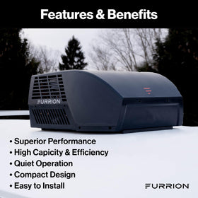 Furrion unit beside common cooler showing 72.4 lb compact weight and easy handling