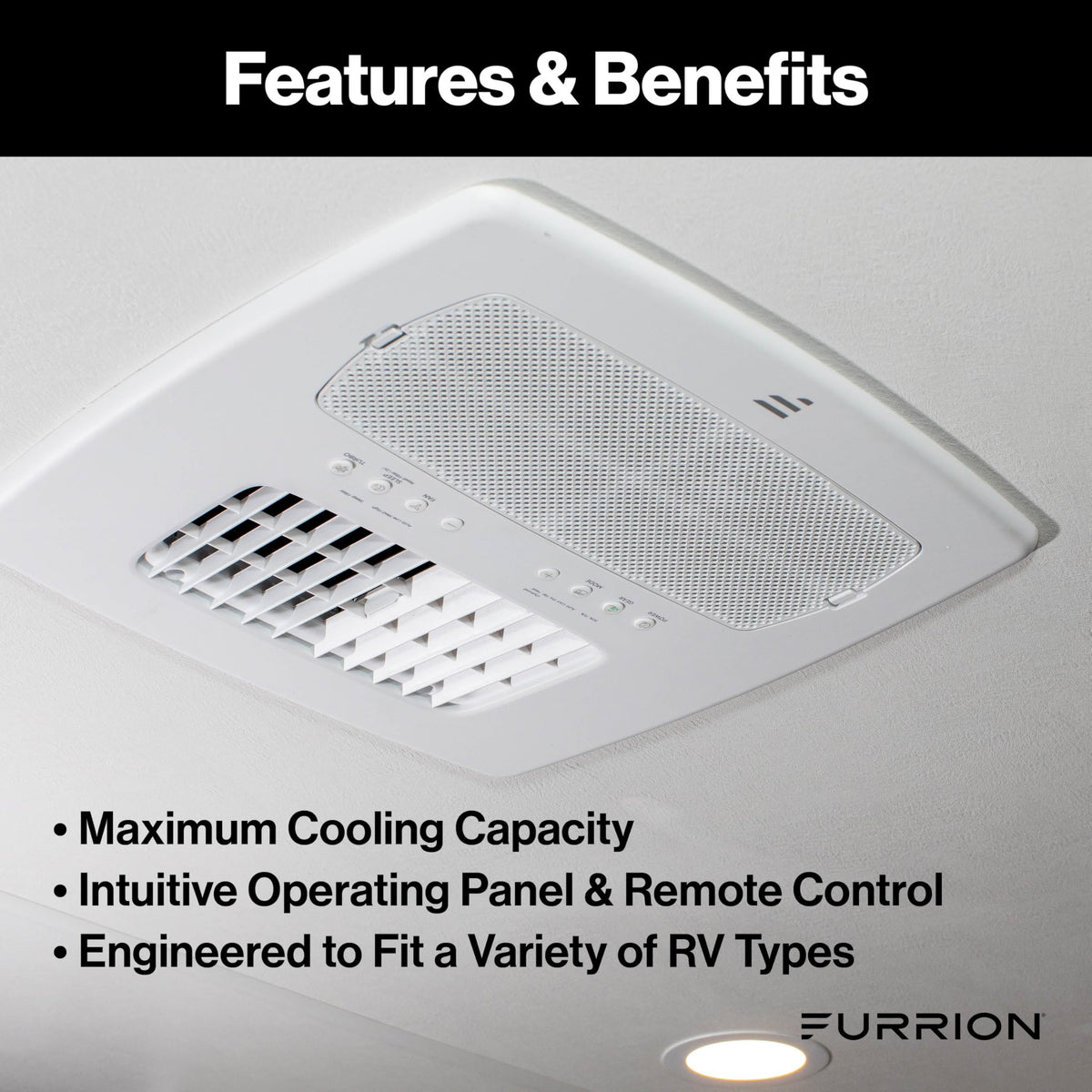 Furrion Chill Cube installed in an RV ceiling showing even ducted air distribution