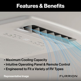 Furrion Chill Cube installed in an RV ceiling illustrating forward air distribution and space-saving fit