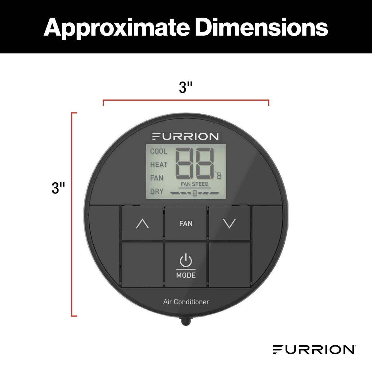Furrion thermostat backlit display at night for easy reading benefit