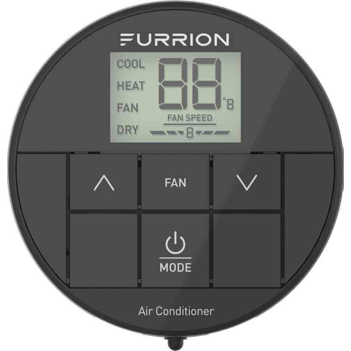 Furrion thermostat front view showing compact design and clear display benefit