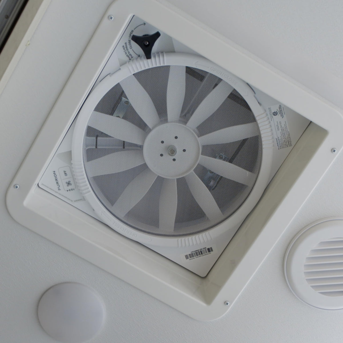 Furrion rooftop vent on RV showing improved cabin ventilation benefit