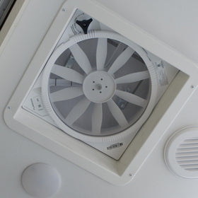 Furrion rooftop vent on RV showing improved cabin ventilation benefit