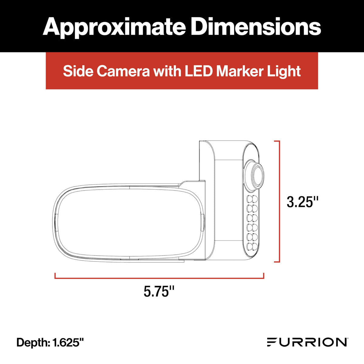 Furrion Vision S+ close-up of lens and LED marker light highlighting nighttime awareness