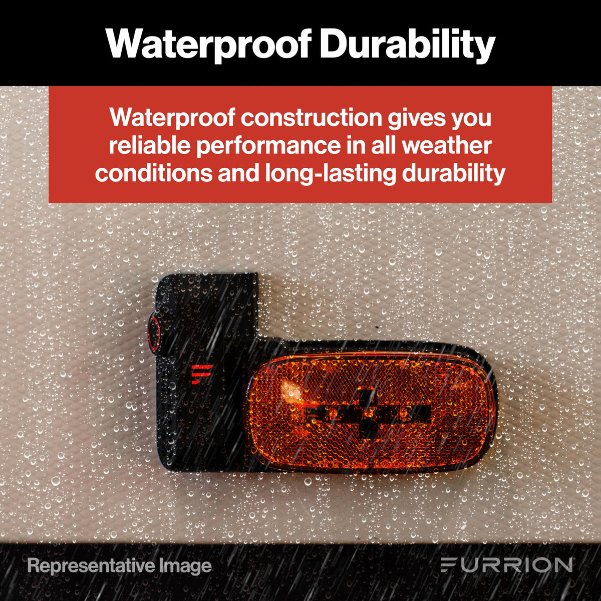 Furrion Vision S+ beside a ruler to show compact camera size for easy installation