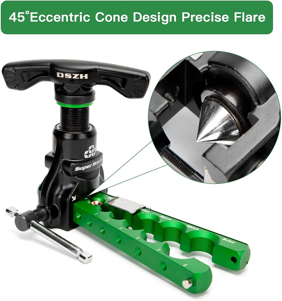 FURVOCHY flaring yoke close-up highlighting chrome finish and smooth feed screw for control
