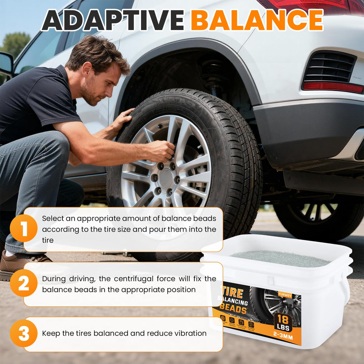 FURWEY cutaway tire view showing beads evenly distributed for dynamic self-balancing benefit