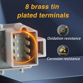 FUSCH blower switch contacts close-up showing silver-plated conductivity benefit