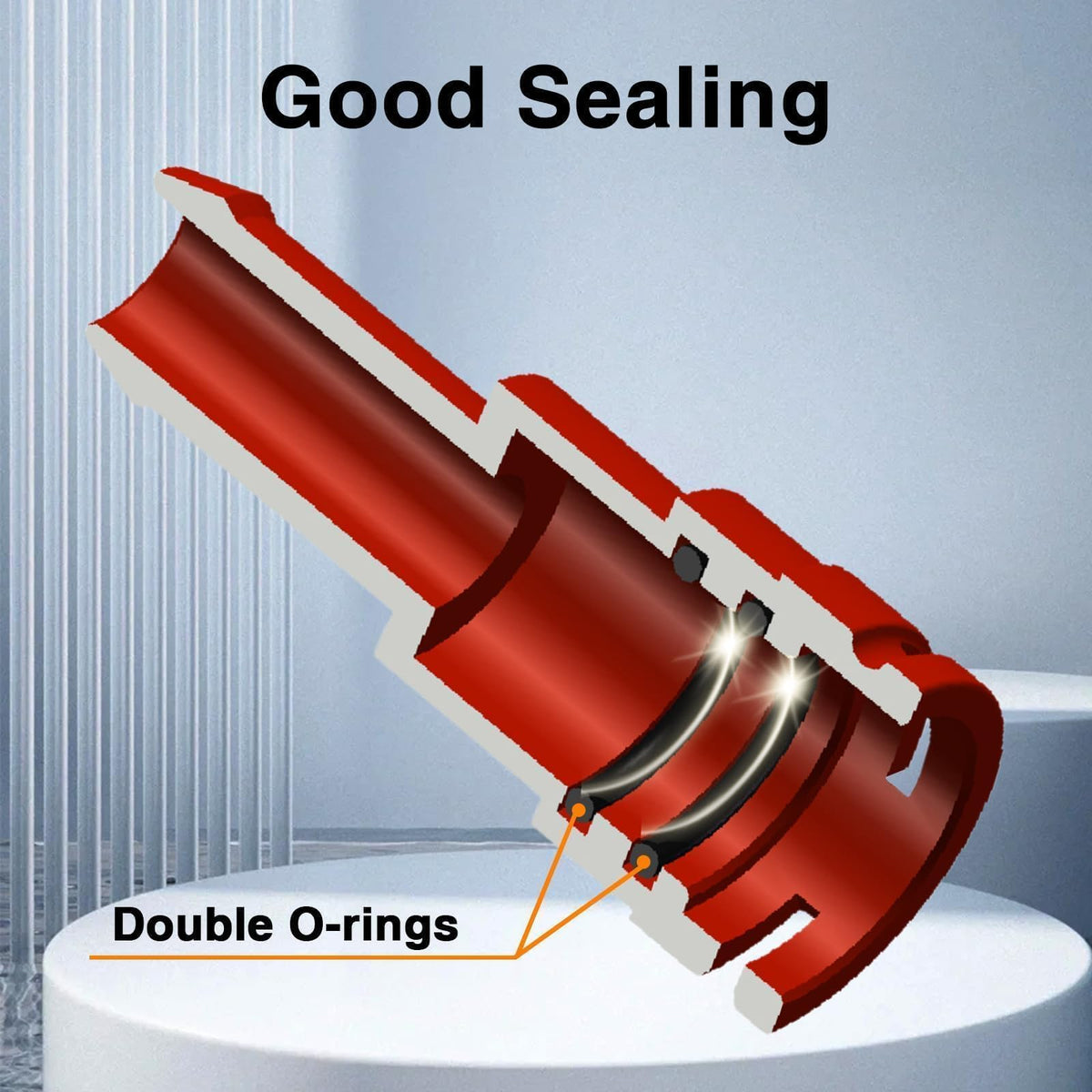 FUSCH connector seated with stainless clamp demonstrating a secure coolant hose seal