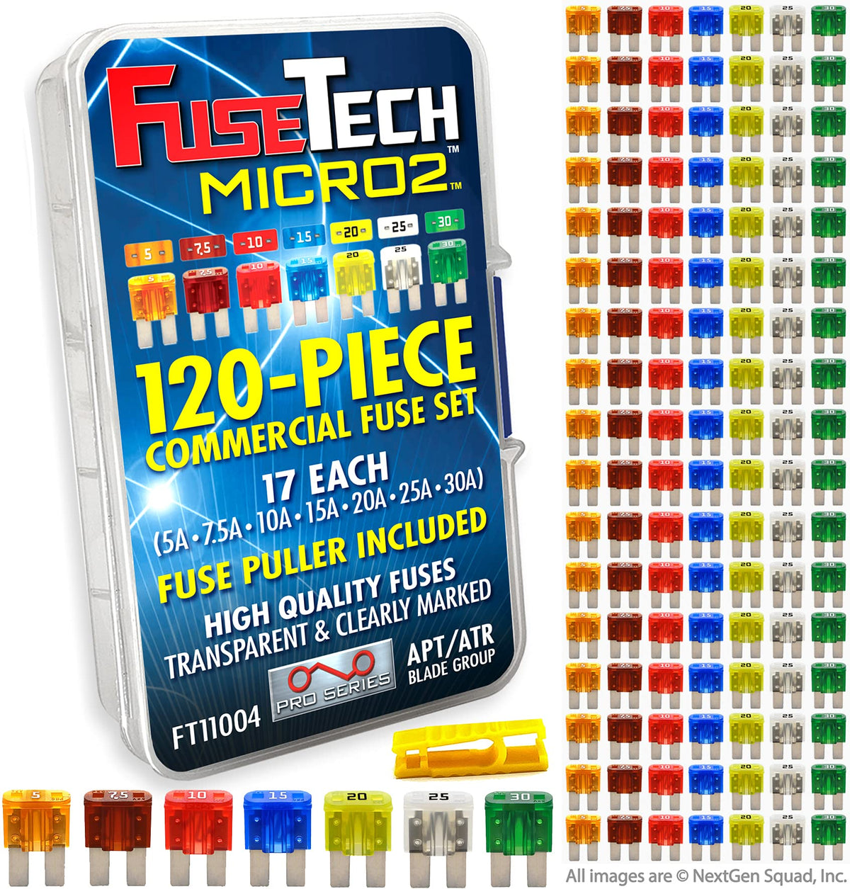 FuseTech front packaging showing full 120-piece Micro2 kit and organization benefits