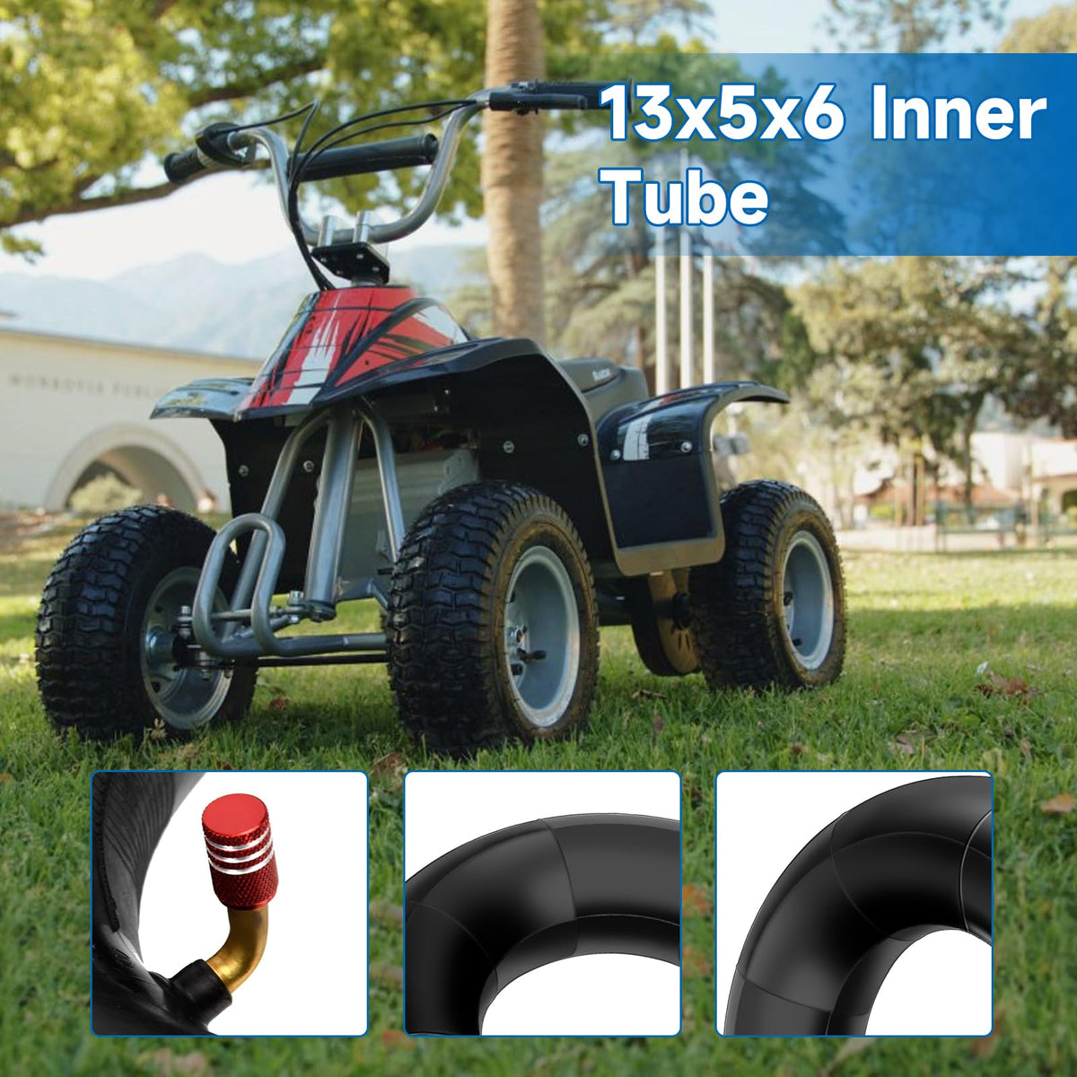 FVRITO inner tube with metal valve caps protecting stems from dirt