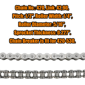 FVRITO two chains side-by-side 42 and 90 link for quick length selection benefit