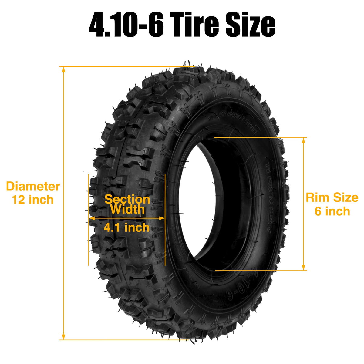 FVRITO close-up tire tread showing grip and wear resistance for yard work