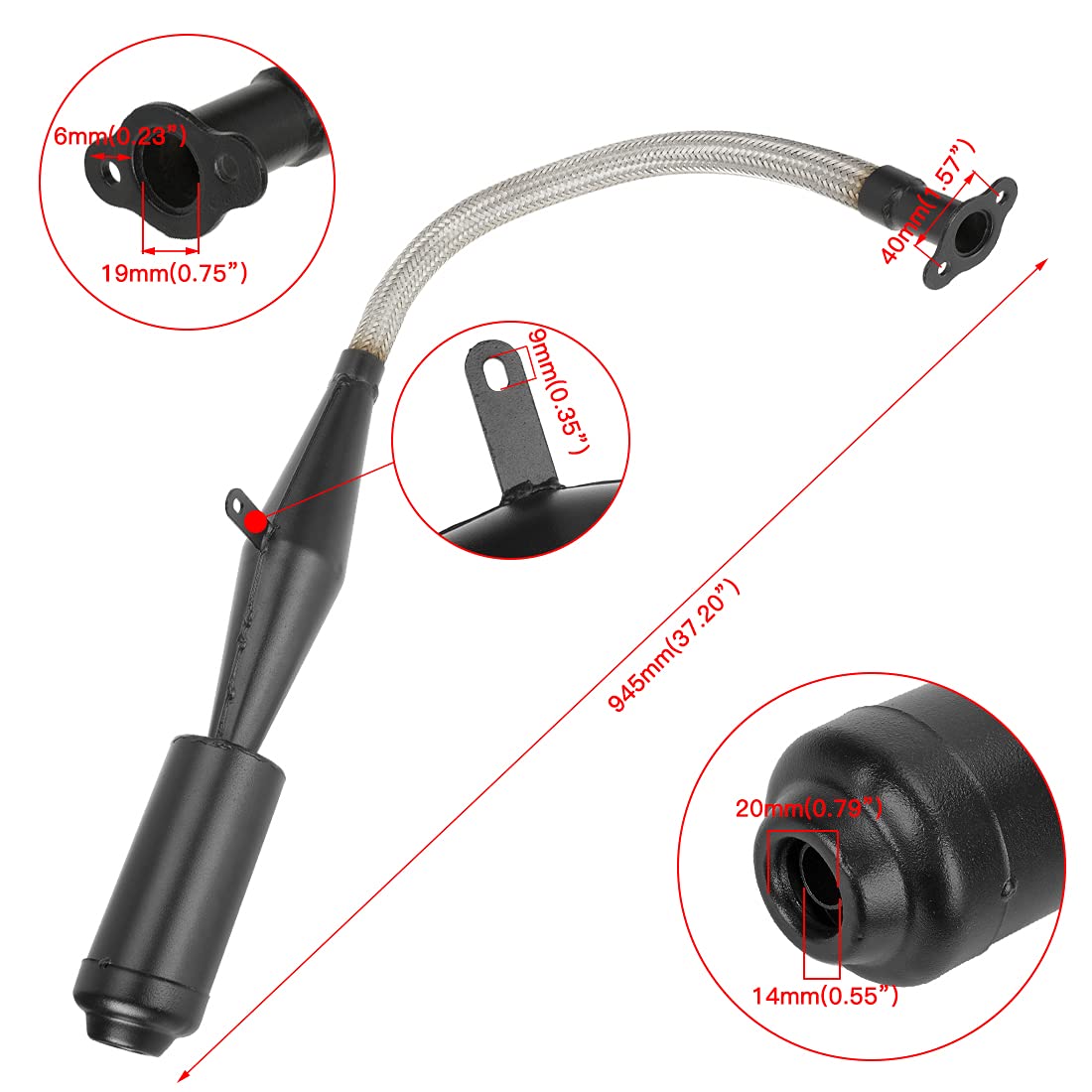 FVRITO muffler installed on a motorized bicycle demonstrating cleaner routing and quieter operation