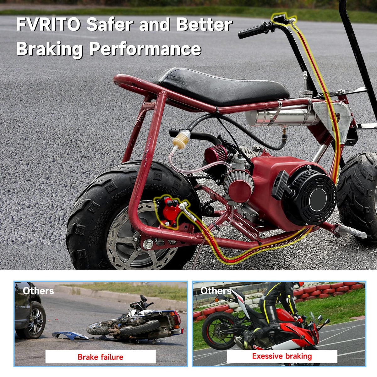 FVRITO installed on Baja DB30 mini bike demonstrating improved brake performance