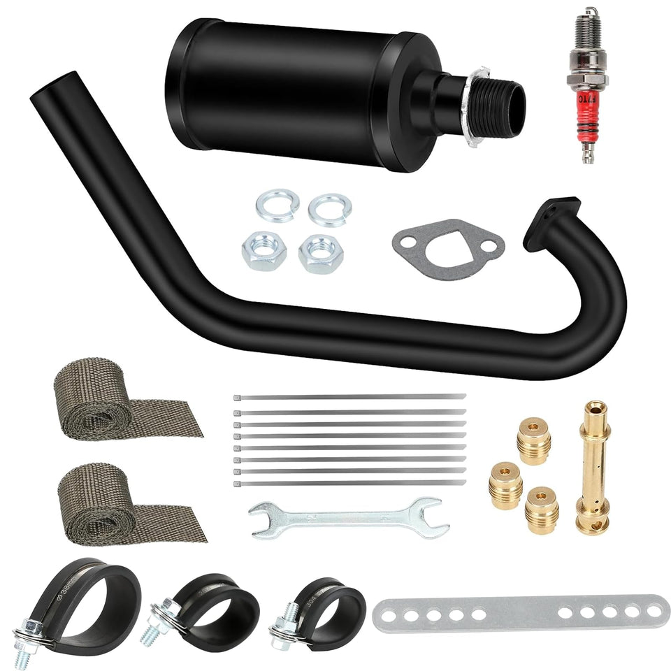 FVRITO muffler front assembly showing fit and quieter exhaust benefit
