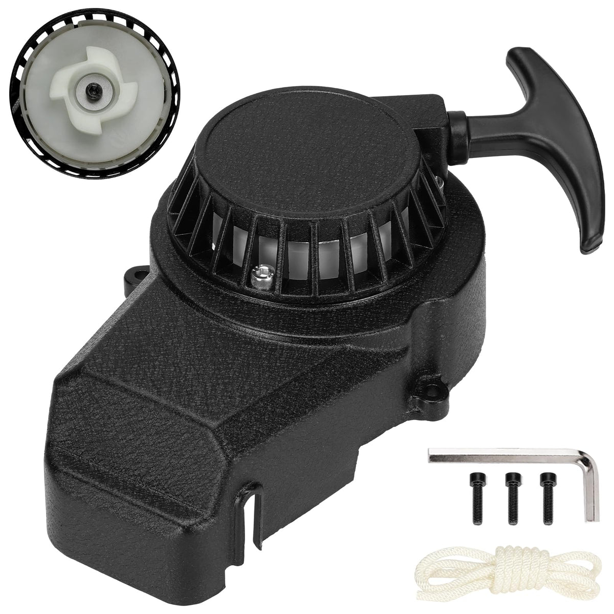 FVRITO front view of recoil starter showing mounting pattern and fit benefit
