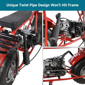 FVRITO twisted exhaust pipe detail highlighting routing and heat protection