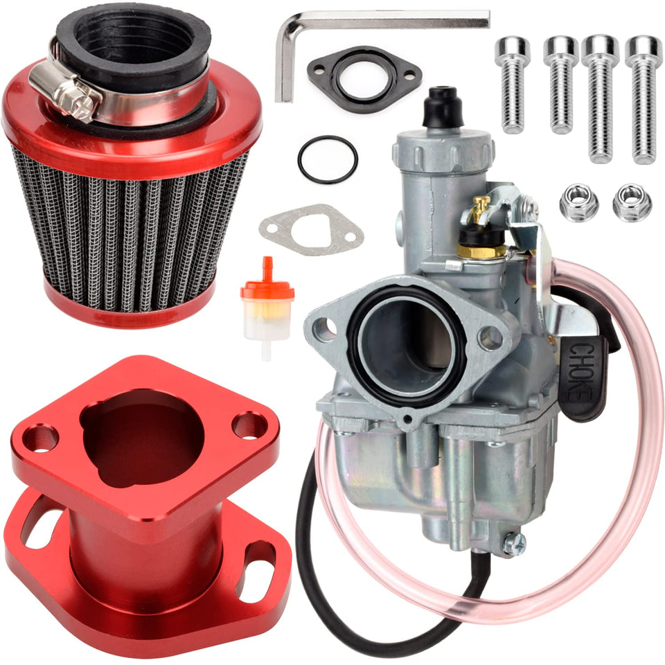 FVRITO VM22 carburetor front view showing polished finish and improved airflow