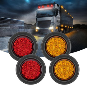FXC front view of 4-pack amber and red markers showing compact, high-visibility design