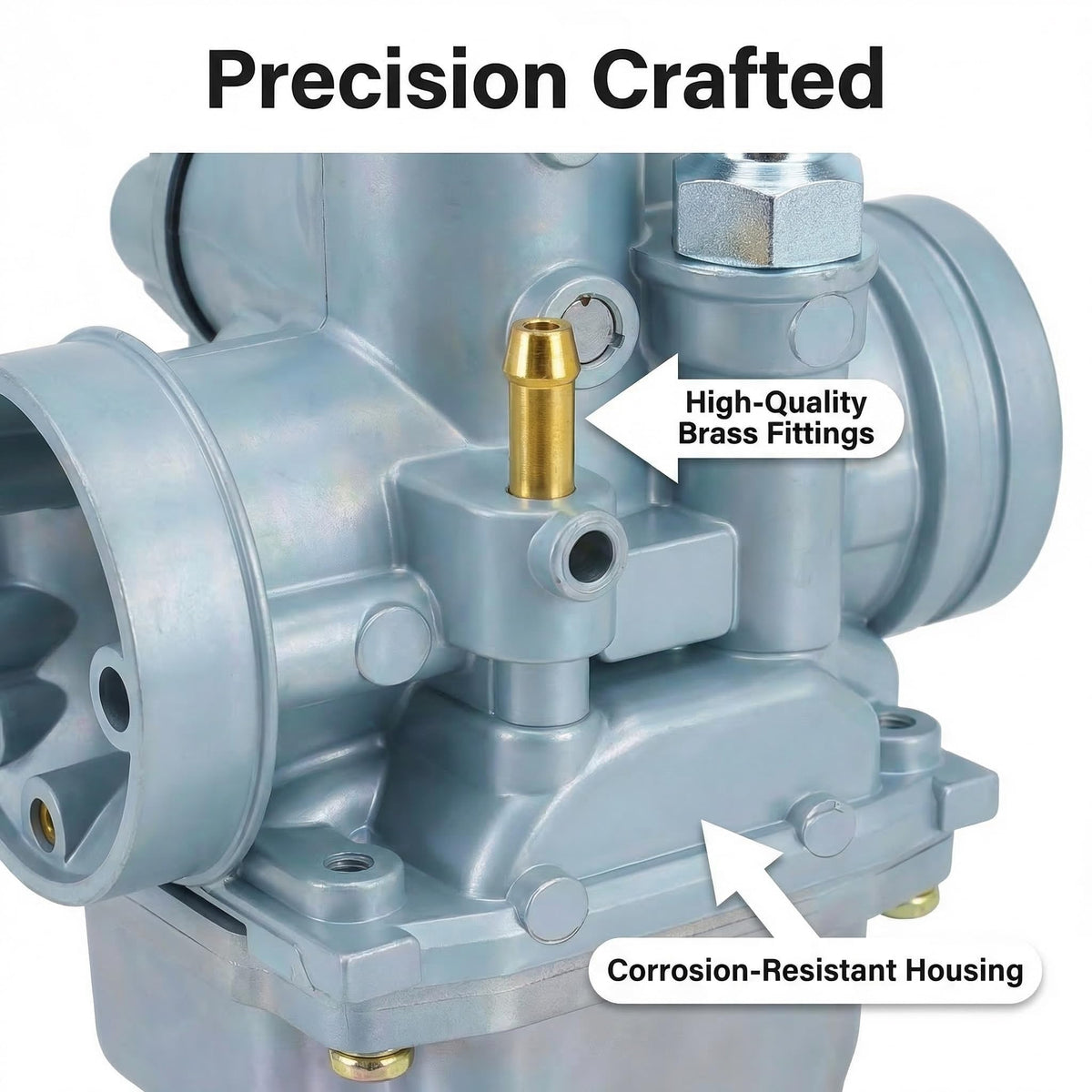 FYIYI carburetor metal surface machining detail showing durable construction benefit