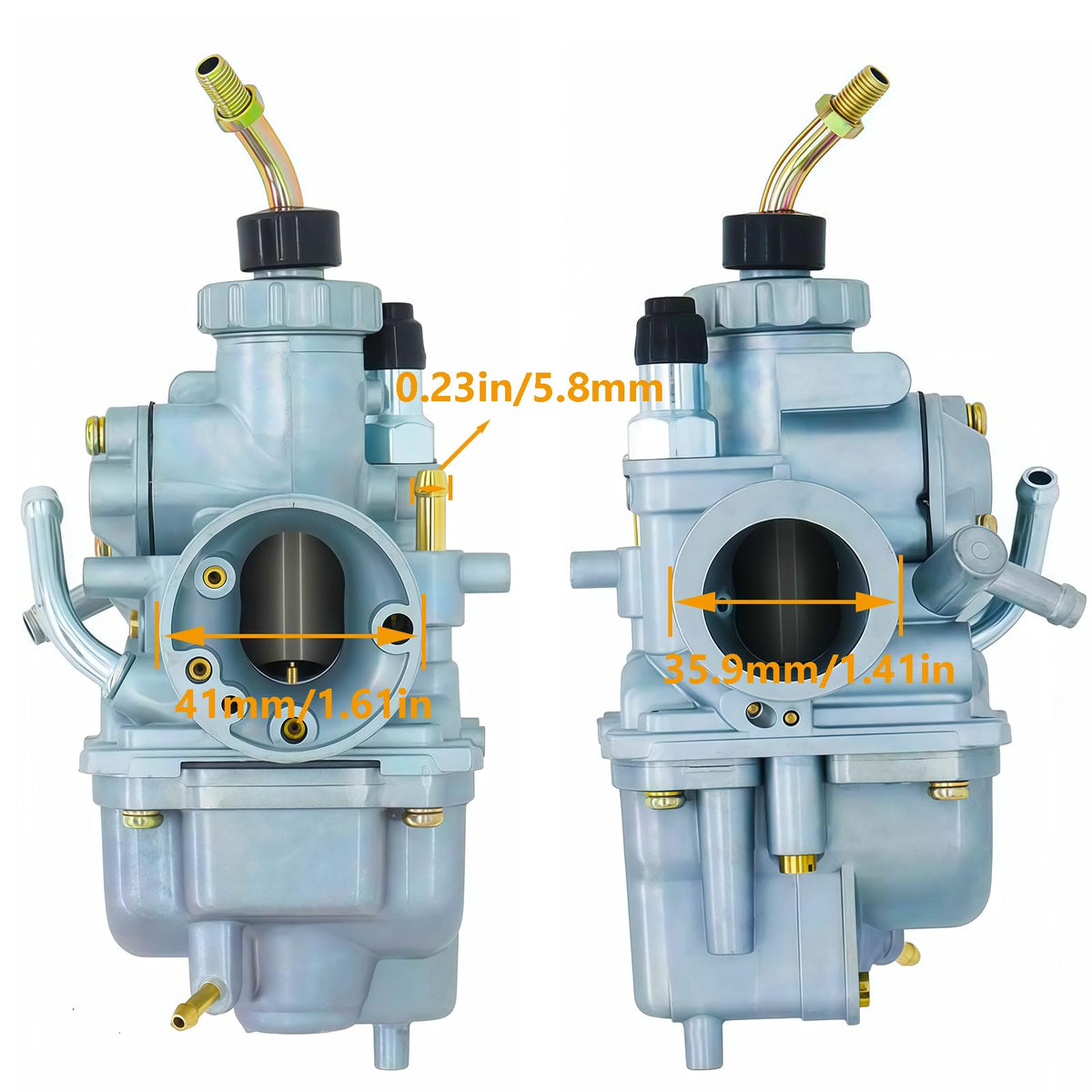 FYIYI carburetor side profile illustrating mounting points and compact design benefit
