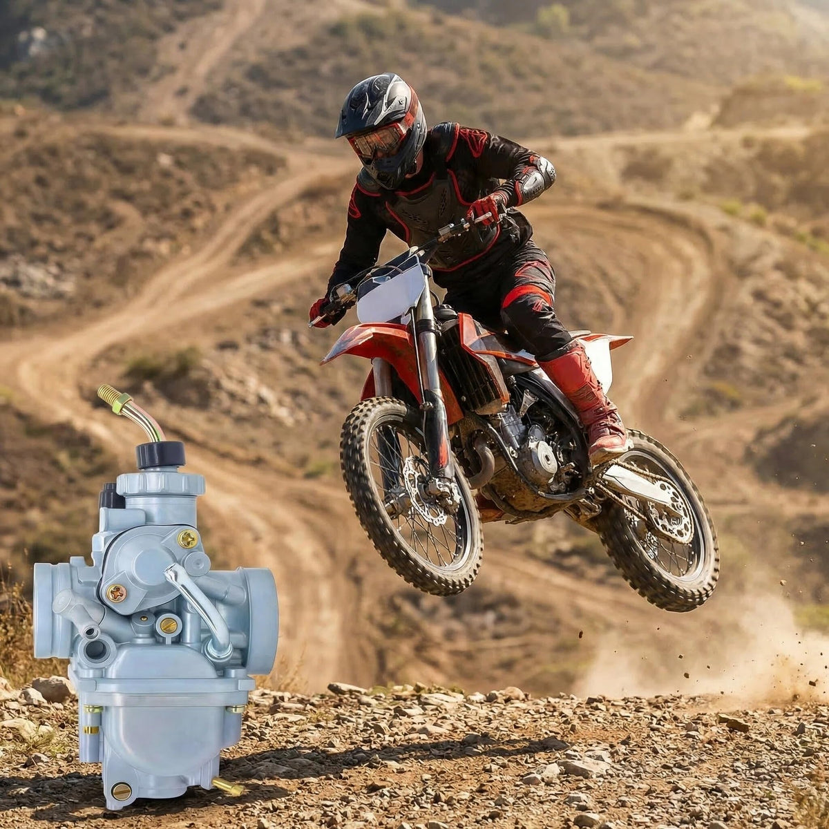 FYIYI carburetor beside hand tools to show scale and easy DIY installation advantage