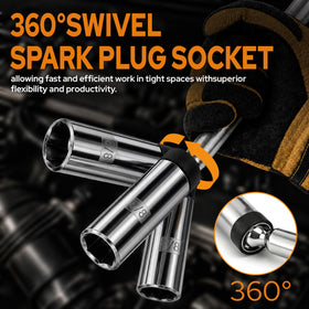 Fykikta magnetic socket holding a spark plug to prevent drops